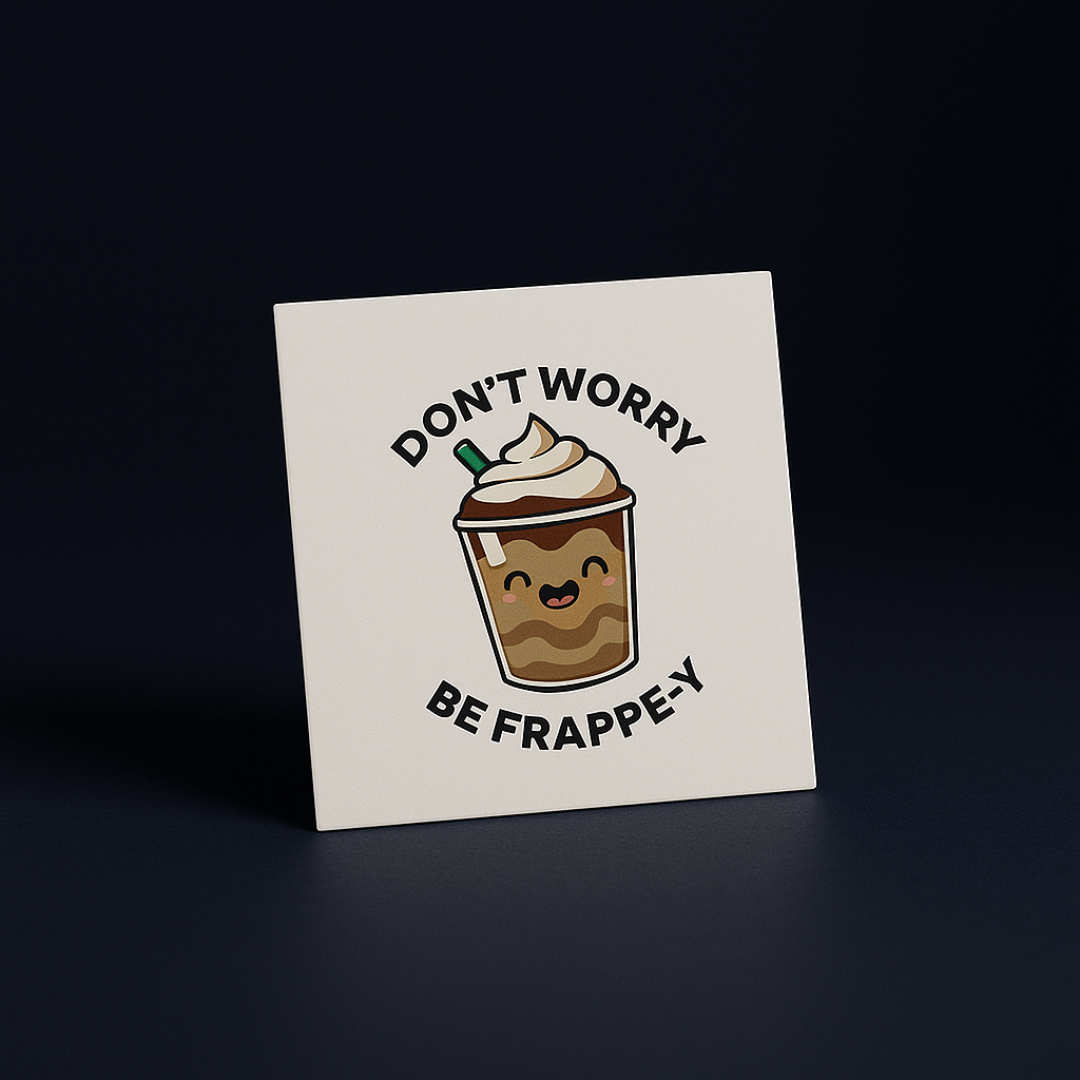 Don't worry be frappy sticker